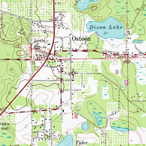 Topographic Map of First Baptist Church of Osteen, FL