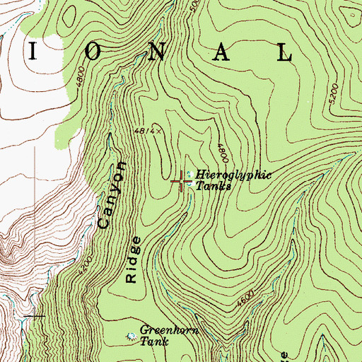 Topographic Map of Hieroglyphic Tanks, AZ