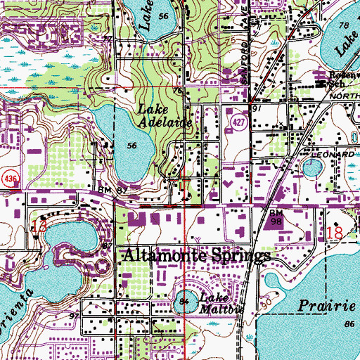 Topographic Map of First Baptist Church of Sanlando Springs, FL