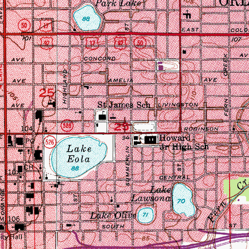 Topographic Map of Trinity Lutheran Church, FL