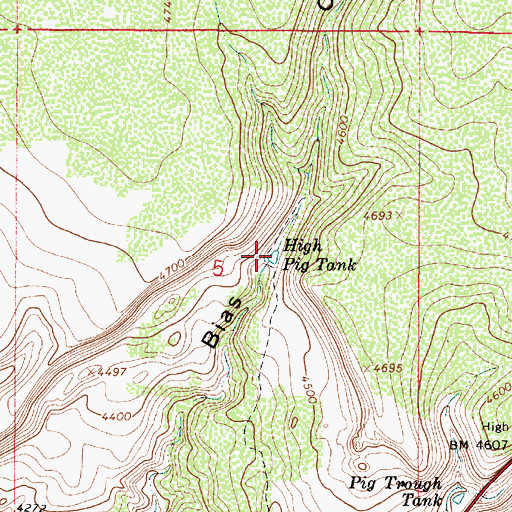 Topographic Map of High Pig Tank, AZ