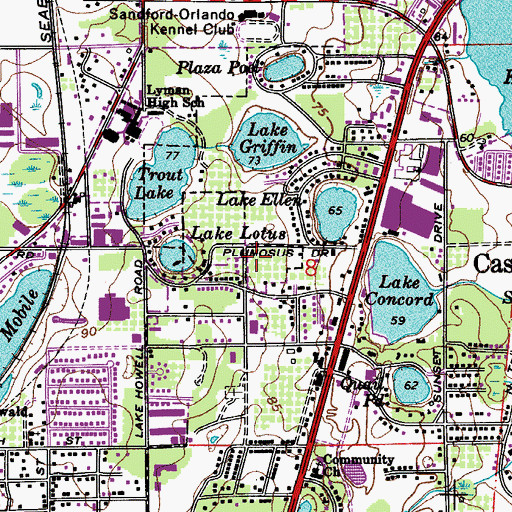 Topographic Map of Ascension Lutheran Church, FL