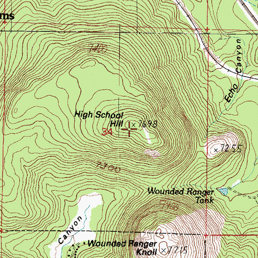 Topographic Map of High School Hill, AZ