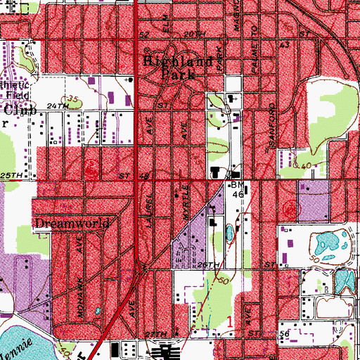 Topographic Map of True Church of God, FL