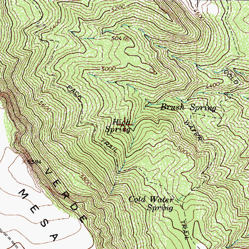 Topographic Map of High Spring, AZ