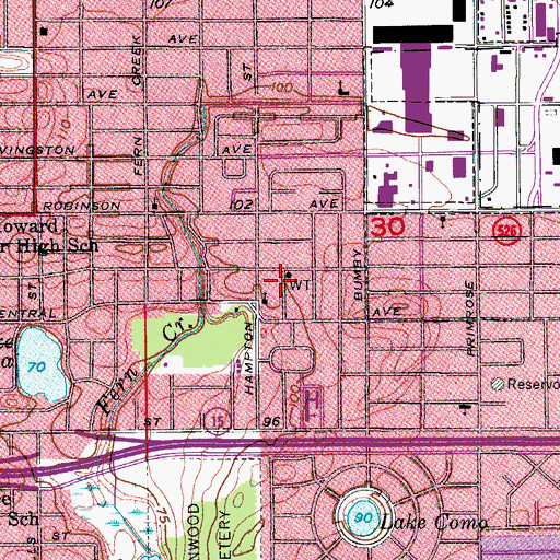 Topographic Map of Central Foursquare Church, FL