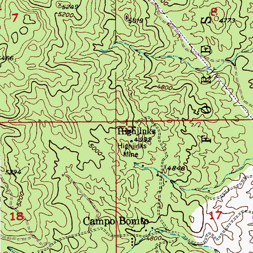 Topographic Map of Highjinks, AZ