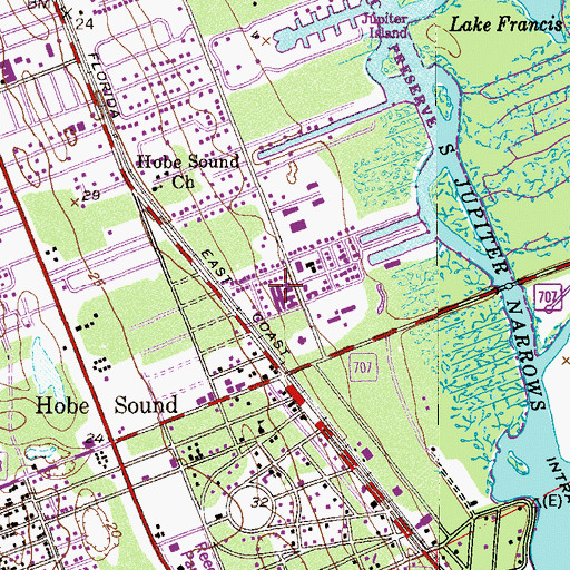 Topographic Map of Hobe Sound Bible College, FL