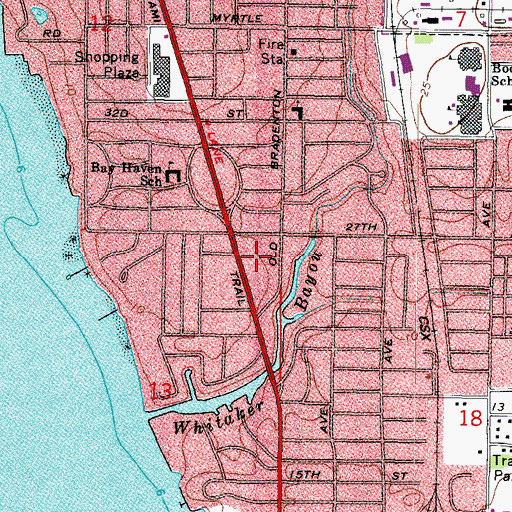 Topographic Map of Ringling School of Art and Design, FL