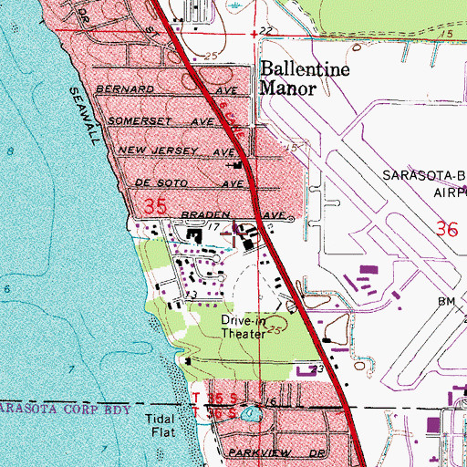 Topographic Map of University of Sarasota, FL