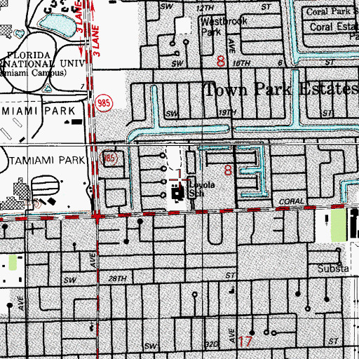 Topographic Map of Loyola College, FL