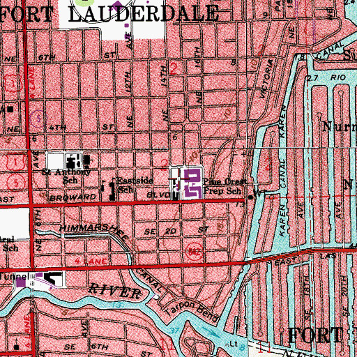 Topographic Map of Fort Lauderdale College, FL