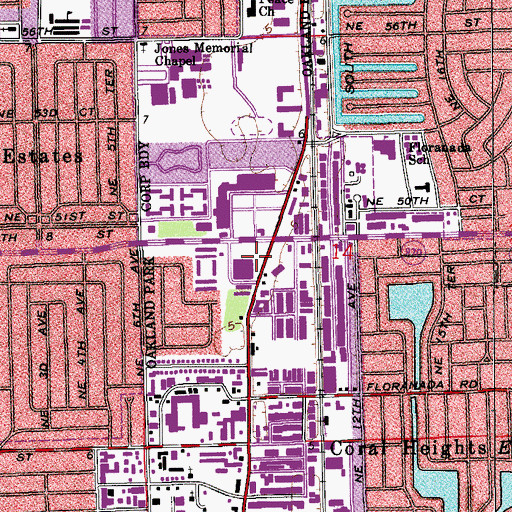Topographic Map of National Education Center - Bauder College Campus, FL