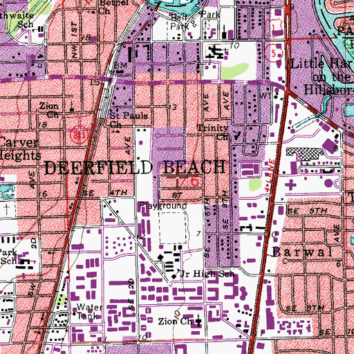 Topographic Map of JRB School, FL