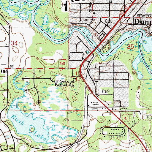 Topographic Map of New Second Bethel Baptist Church, FL