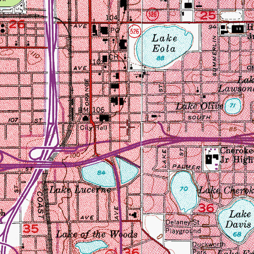 Topographic Map of Central Seventh Day Adventist Church, FL