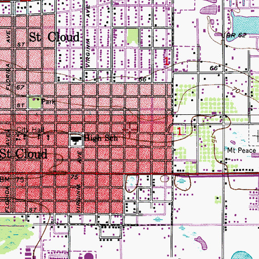 Topographic Map of Saint Cloud Presbyterian Church, FL