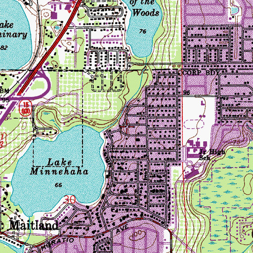 Topographic Map of Orangewood Presbyterian Church, FL