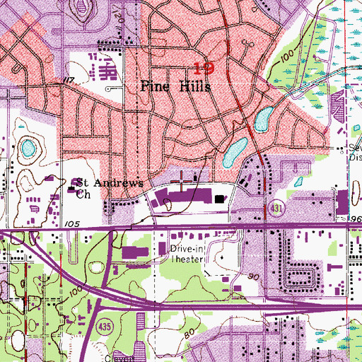 Topographic Map of Saint Pauls Presbyterian Church, FL