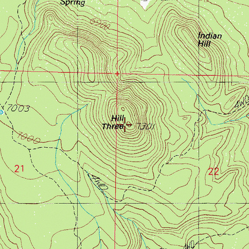 Topographic Map of Hill Three, AZ