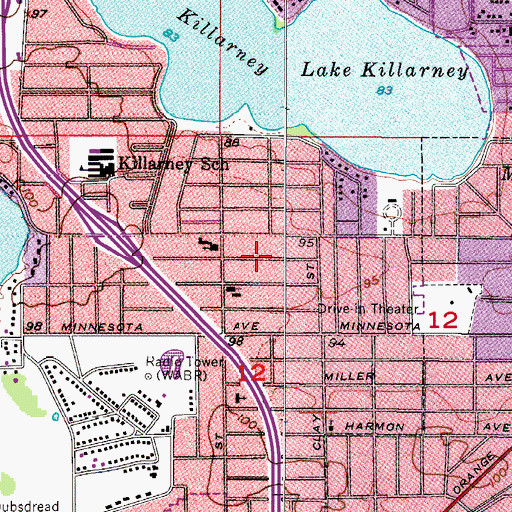 Topographic Map of John Knox Presbyterian Church, FL
