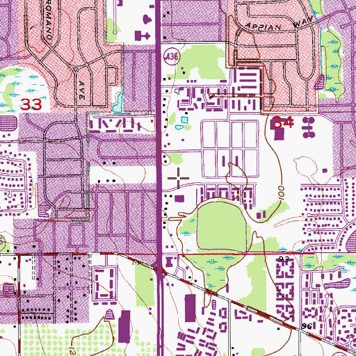 Topographic Map of First Christian Fellowship Church of Orlando, FL