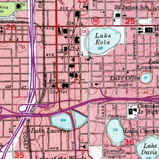 Topographic Map of Church of Scientology of Orlando, FL