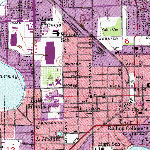 Topographic Map of Winter Park Church of the Nazarene, FL