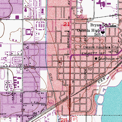 Topographic Map of Osceola Church of the Nazarene, FL