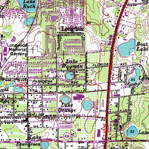 Topographic Map of Longwood Church of the Nazarene, FL