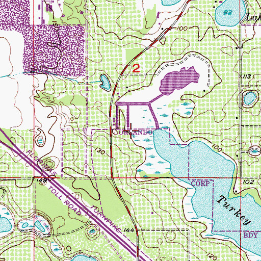 Topographic Map of Central Florida District Church of the Nazarene, FL