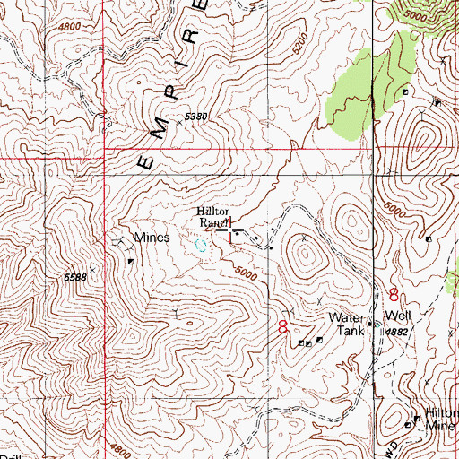 Topographic Map of Hillton Ranch, AZ