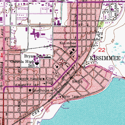 Topographic Map of First United Methodist Church, FL