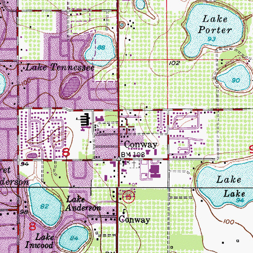 Topographic Map of Conway United Methodist Church, FL