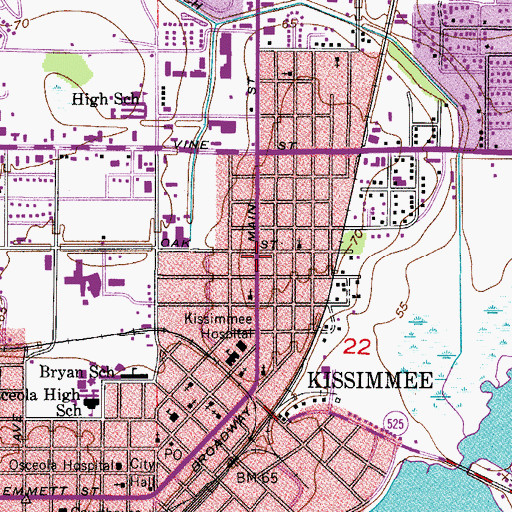 Topographic Map of Seventh Day Adventist Church of Kissimmee, FL