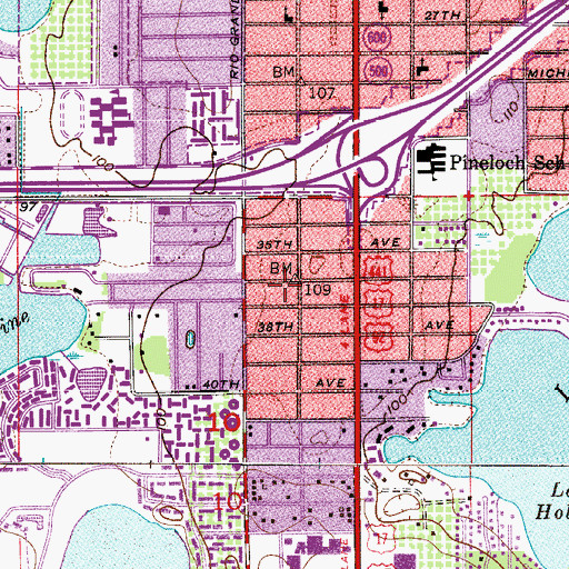 Topographic Map of Seventh Day Adventist Church of South Orlando, FL