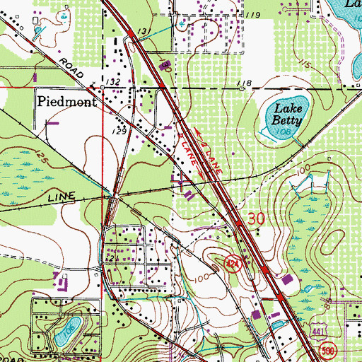 Topographic Map of Toronto Railroad Station, FL