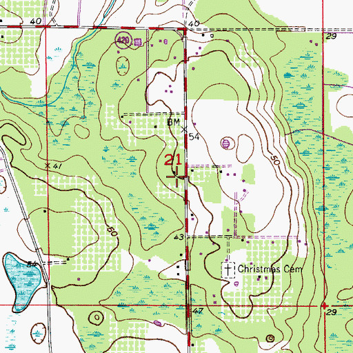 Topographic Map of Christmas Park, FL