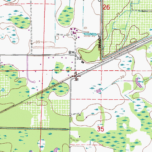 Topographic Map of Erie, FL