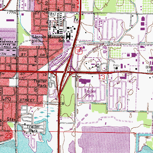 Topographic Map of Southern Dolomite Company Railroad Station, FL