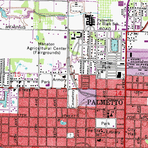 Topographic Map of Lemon Spur Railroad Station, FL