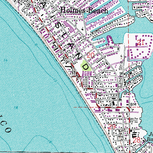 Topographic Map of Manatee County Beach, FL