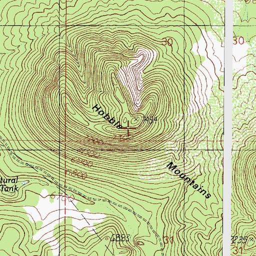 Topographic Map of Hobble Mountains, AZ