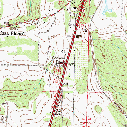 Topographic Map of Monticello Fire Control Headquarters Fire Tower, FL