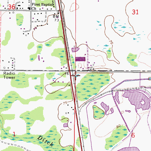 Topographic Map of Central Railroad Station, FL