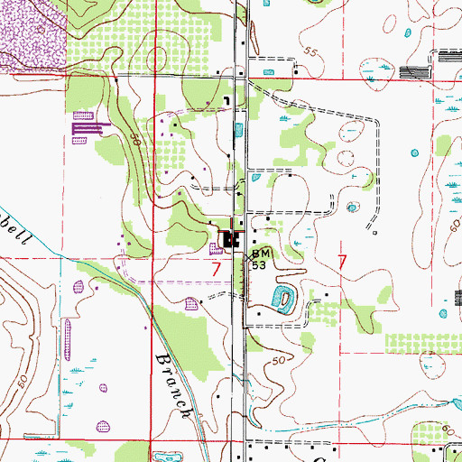 Topographic Map of Antioch School, FL