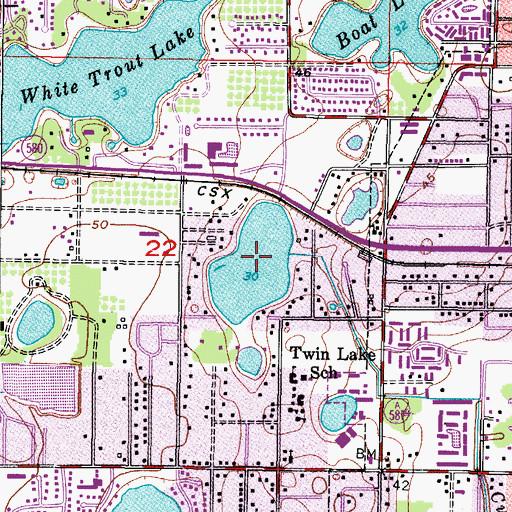 Topographic Map of Twin Lake, FL