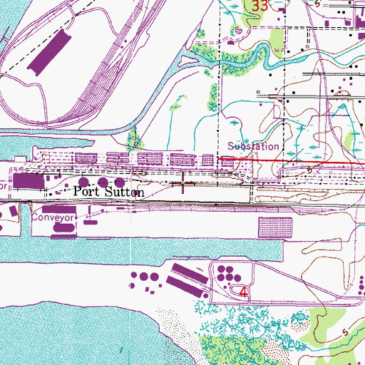 Topographic Map of Sutton Railroad Station, FL