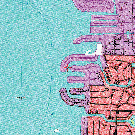 Topographic Map of Sunset Beach, FL