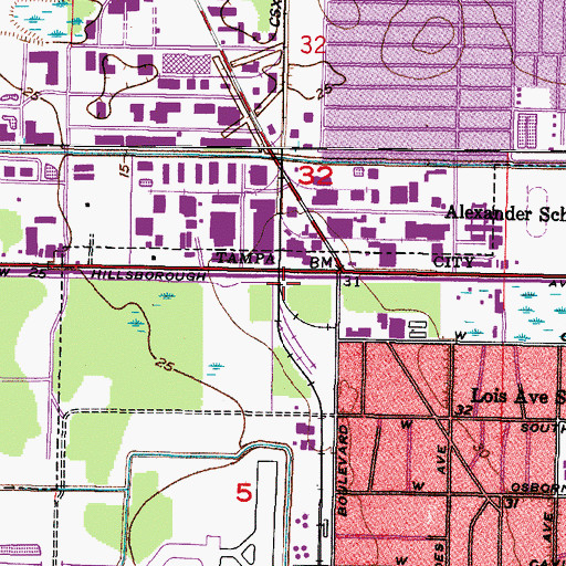 Topographic Map of Drew Station Railroad Station, FL
